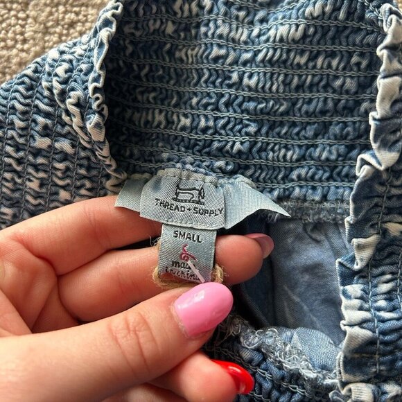 Thread & Supply Elastic Waist Blue Flowy Shorts Womens Size Small S Summer Pool - Picture 5 of 9